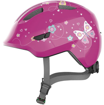 ABUS Hjelm Smiley 3.0 SE, pink butterfly M m/green buckle