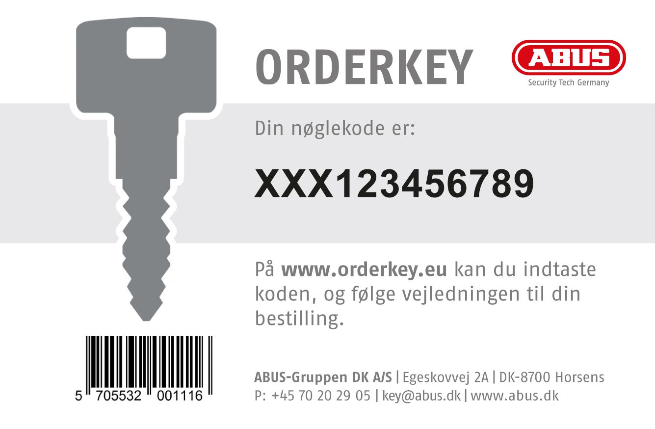 ABUS Orderkey nøglehæfte 10 stk. koder, dansk